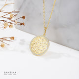 Blume des Lebens Halskette Für Damen 925er Silber mit Anhänger 001 - Gold