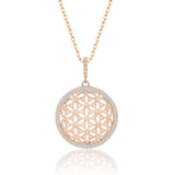 Blume des Lebens Halskette Für Damen 925er Silber mit Anhänger 001 - Rosegold