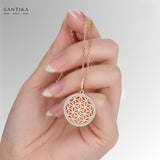 Blume des Lebens Halskette Für Damen 925er Silber mit Anhänger 001 - Rosegold