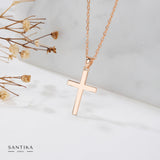 Kreuz Halskette Für Damen 925er Silber mit Anhänger - Rosegold