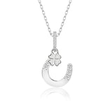 Glückskette mit Hufeisen und Klee 925er Sterlingsilber für Damen