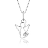Schutzengel Halskette mit Solitär 925er Silber für Damen