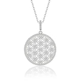 Blume des Lebens Halskette mit Zirkonsteinen 001 Für Damen 925er Silber