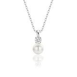 Solitär-Perlenkette 925er Sterlingsilber für Damen