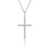 Kreuz Halskette mit Zirkonsteinen Für Damen 925er Silber mit Anhänger - Silber