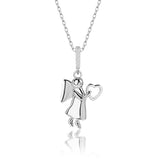 Engel mit Herz Anhänger Talisman Symbol  - Silber