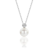 Solitär Perlenkette 925er Sterlingsilber für Damen
