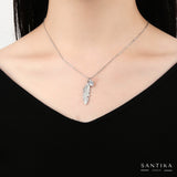 Halskette Feder & Solitär Für Damen 925er Silber mit Anhänger
