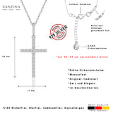 Kreuz Halskette mit Zirkonsteinen Für Damen 925er Silber mit Anhänger - Silber