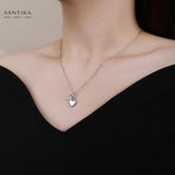 Herz-Kette mit einem einzelnen Stein Für Damen 925er Silber