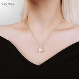 Solitär Perlenkette 925er Sterlingsilber für Damen