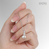 Solitär-Perlenkette 925er Sterlingsilber für Damen