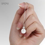 Solitär Perlenkette 925er Sterlingsilber für Damen