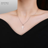 Kreuz Halskette Für Damen 925er Silber mit Anhänger - Silber