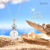 Solitär-Perlenkette 925er Sterlingsilber für Damen