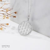 Blume des Lebens Halskette mit Zirkonsteinen 001 Für Damen 925er Silber