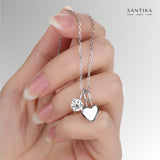 Herz-Kette mit einem einzelnen Stein Für Damen 925er Silber