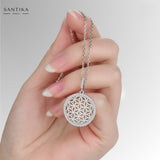 Blume des Lebens Halskette Für Damen 925er Silber mit Anhänger 001 - Silber