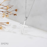 Kreuz Halskette Für Damen 925er Silber mit Anhänger - Silber