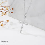Kreuz Halskette mit Zirkonsteinen Für Damen 925er Silber mit Anhänger - Silber