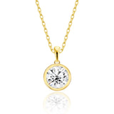 Solitär-Halskette Für Damen 925er Silber mit Anhänger - Gold