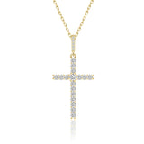 Kreuz Halskette mit Zirkonsteinen Für Damen 925er Silber mit Anhänger - Gold