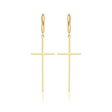 Kreuz Ohrringe 48mm Für Damen 925er Silber mit - Gold