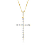 Kreuz Halskette mit Zirkonsteinen Für Damen 925er Silber mit Anhänger - Gold