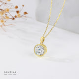 Solitär-Halskette Für Damen 925er Silber mit Anhänger - Gold