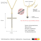 Kreuz Halskette mit Zirkonsteinen Für Damen 925er Silber mit Anhänger - Gold