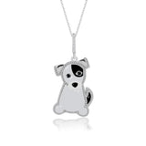 Mini Hund Emaille Halskette Für Damen 925er Silber