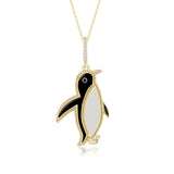 Pinguin Emaille Halskette Für Damen 925er Silber-Gold