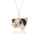 Emaillierte Hundehalskette Für Damen 925er Silber-Gold