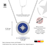 Zirkon-Stern-Anhänger mit Emaille Für Damen 925er Silber mit Anhänger - Dunkelblau-Silber