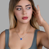 Zirkon-Stern-Anhänger mit Emaille Für Damen 925er Silber mit Anhänger - Dunkelblau-Silber