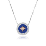 Zirkon-Stern-Anhänger mit Emaille Für Damen 925er Silber mit Anhänger - Dunkelblau-Rosegold