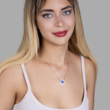 Zirkon-Stern-Anhänger mit Emaille Für Damen 925er Silber mit Anhänger - Dunkelblau-Rosegold