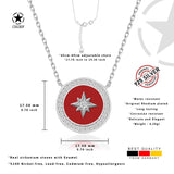 Zirkon-Stern-Anhänger mit Emaille Für Damen 925er Silber mit Anhänger - Rot-Silber