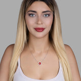 Zirkon-Stern-Anhänger mit Emaille Für Damen 925er Silber mit Anhänger - Rot-Silber