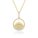 Zirkonia-Silberkette Aura Auge Für Damen 925er Silber mit Anhänger - Weiß-Gelb