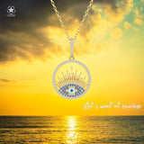 Zirkonia-Silberkette Aura Auge Für Damen 925er Silber mit Anhänger - Dunkelblau-Gelb