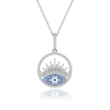 Zirkonia-Silberkette Aura Auge Für Damen 925er Silber mit Anhänger - Dunkelblau