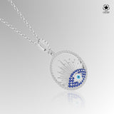 Zirkonia-Silberkette Aura Auge Für Damen 925er Silber mit Anhänger - Dunkelblau