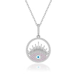 Zirkonia-Silberkette Aura Auge Für Damen 925er Silber mit Anhänger - Violett