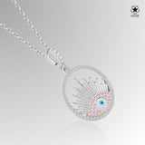 Zirkonia-Silberkette Aura Auge Für Damen 925er Silber mit Anhänger - Violett
