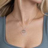 Doppelherz Zirkon-Silberkette Für Damen 925er Silber mit Anhänger - Weiß