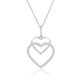 Doppelherz Zirkon-Silberkette Für Damen 925er Silber mit Anhänger - Weiß