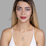 Doppelherz Zirkon-Silberkette Für Damen 925er Silber mit Anhänger - Grün