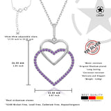 Doppelherz Zirkon-Silberkette Für Damen 925er Silber mit Anhänger - Violett