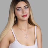 Doppelherz Zirkon-Silberkette Für Damen 925er Silber mit Anhänger - Violett